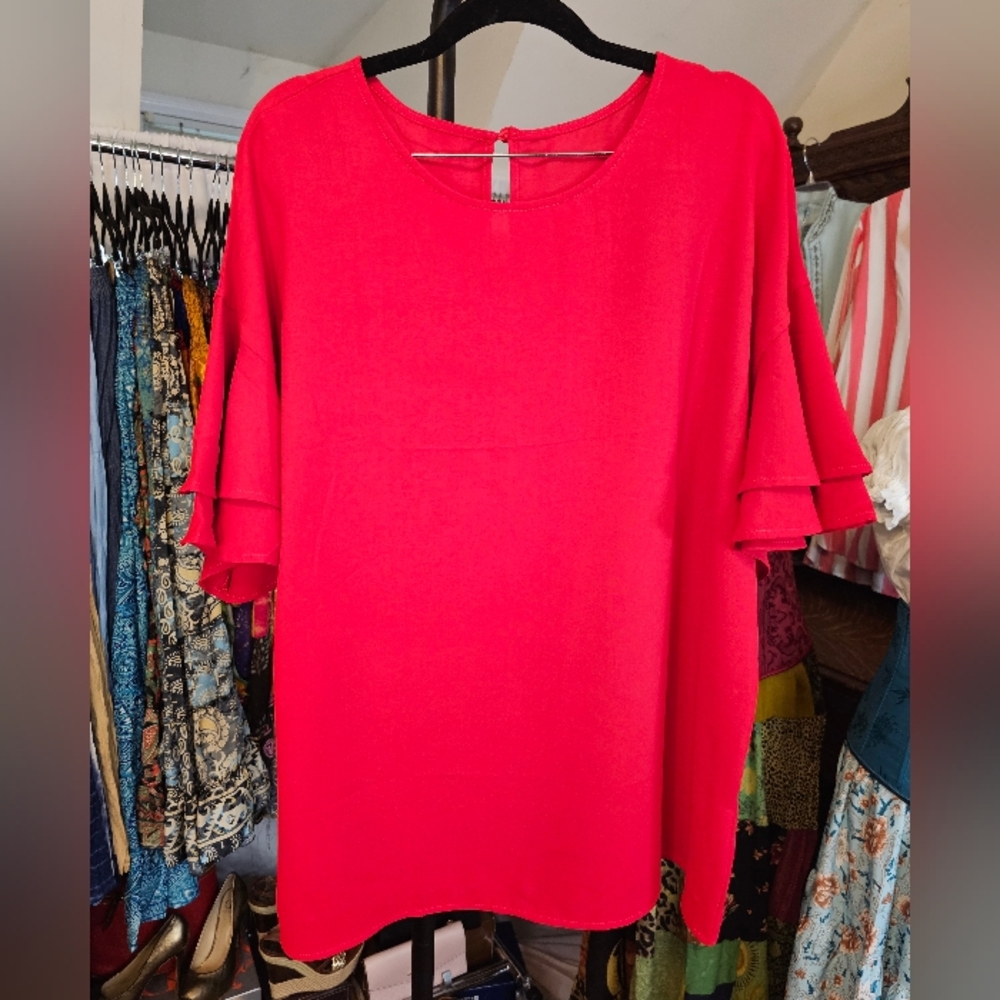 Sympli Bright Red Blouse - Picture 2 of 12